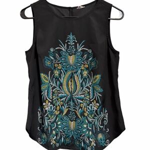 Target Black Blouse with Teal Floral Design